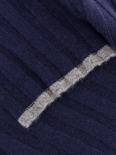 Brunello Cucinelli Ribbed Cashmere Scarf In Blue