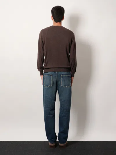 Brunello Cucinelli Cashmere Crew-neck Sweater Ribbed Finish In Brown