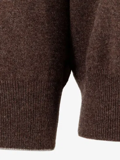 Brunello Cucinelli Cashmere Crew-neck Sweater Ribbed Finish In Brown