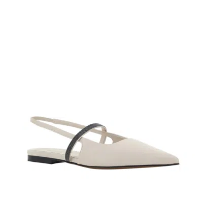 Brunello Cucinelli Slingback Flats In Gray