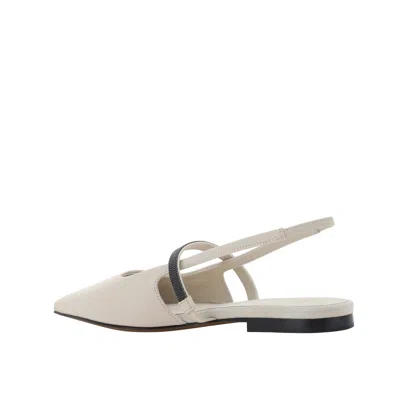 Brunello Cucinelli Slingback Flats In Gray
