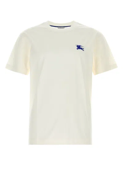 Burberry Mens Salt Ekd-embroidered Short-sleeve Cotton-jersey T-shirt In Neutral
