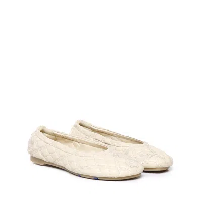 Burberry Sadler Leather Ballerina Flats Women In White