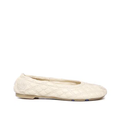 Burberry Sadler Leather Ballerina Flats Women In White