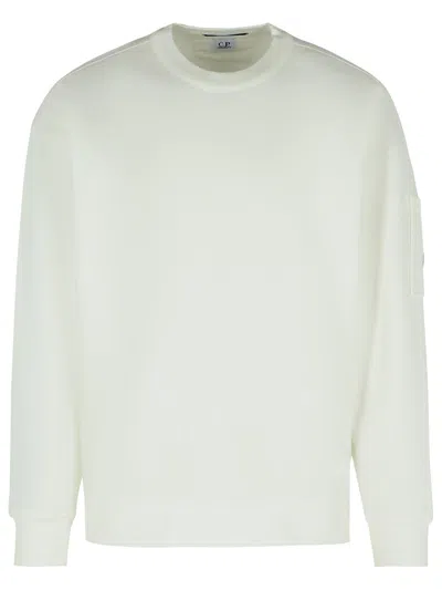 C.p. Company Lens-detail Crew-neck Sweatshirt In White