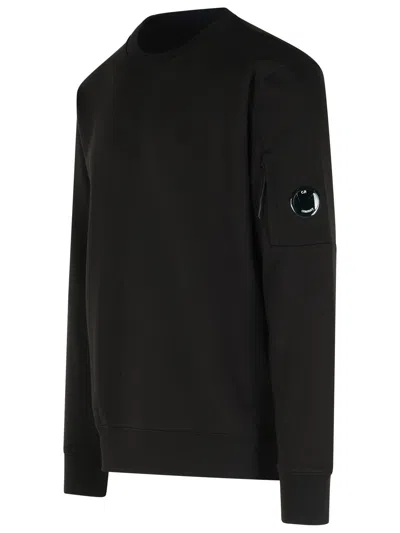C.p. Company Cp Company Diagonal Raised Fleece Crew Neck Lens Sweatshirt In Black