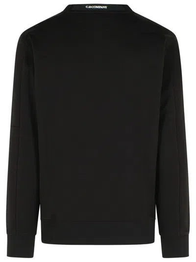 C.p. Company Cp Company Diagonal Raised Fleece Crew Neck Lens Sweatshirt In Black