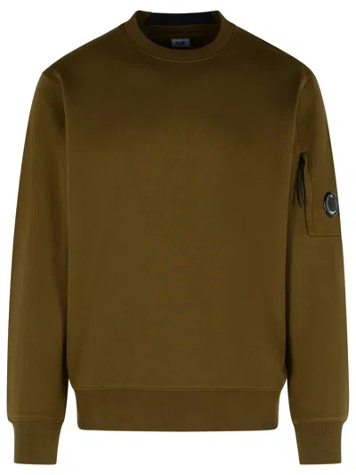 C.p. Company Raised Cotton Sweatshirt Arm Pocket In Brown