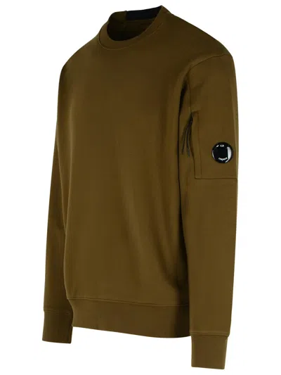 C.p. Company Raised Cotton Sweatshirt Arm Pocket In Brown