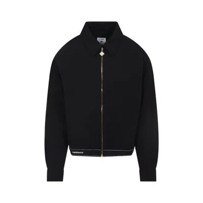 Casablanca Cropped Wool Jacket With Classic Collar In Black