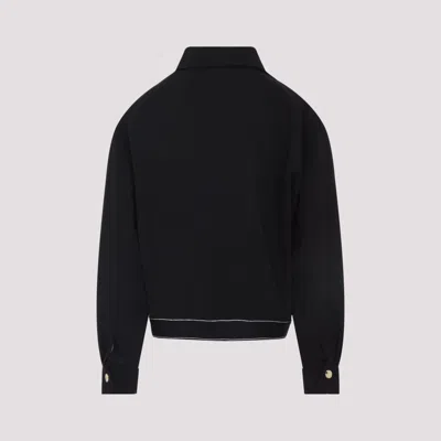 Casablanca Cropped Wool Jacket With Classic Collar In Black