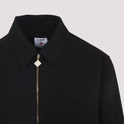 Casablanca Cropped Wool Jacket With Classic Collar In Black
