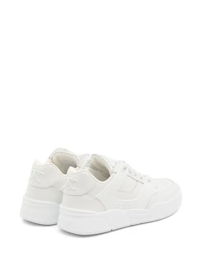 Celine Men Ct-09 Leather Sneakers With Mesh Inserts In White