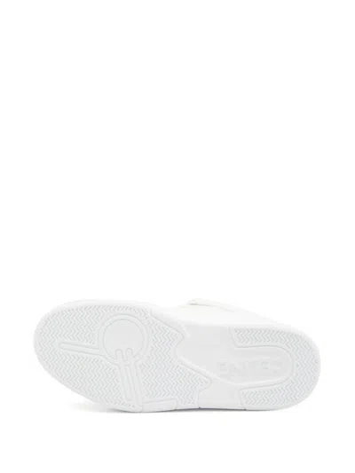 Celine Men Ct-09 Leather Sneakers With Mesh Inserts In White