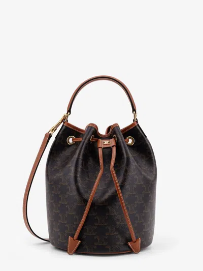 Celine Women Clara Triomphe Canvas And Leather Bucket Bag