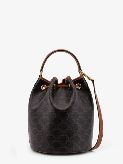 Celine Women Clara Triomphe Canvas And Leather Bucket Bag