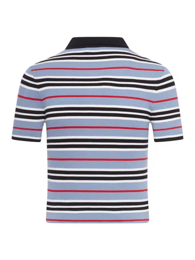 Tシャツ・カットソー CELINE Cotton knit polo shirt striped motif Celine Women Cotton Knit Polo Shirt With Striped Motif In