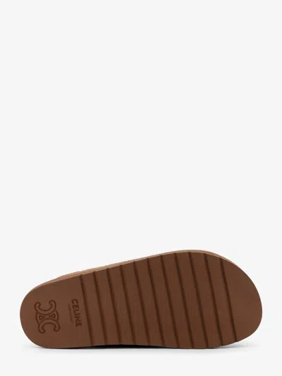 Celine Triomphe Wedge Mules Women In Brown