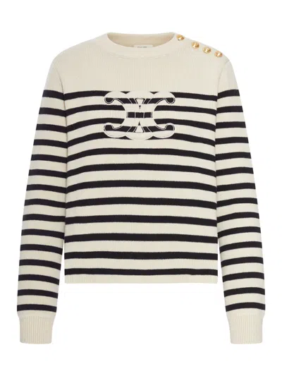 Celine Women Triomphe Cashmere And Wool Sweater