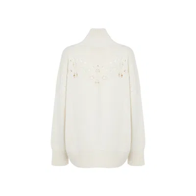 Chloé Pointelle-knit Wool Turtleneck Sweater In Neutral