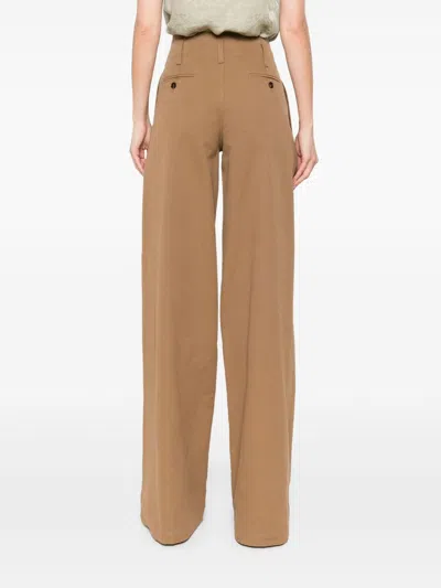 Chloé High-rise And Wide-leg Cotton Canvas Trousers Clothing In Brown