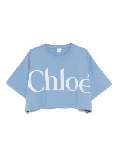 Chloé Oversize Signature Logo Crop Graphic T-shirt