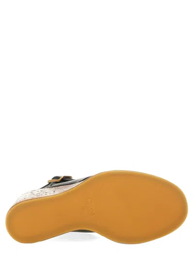 Chloé Maxime Leather Slingback Platform Wedge Sandals