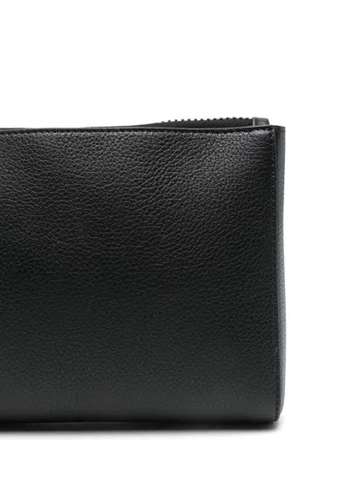 Christian Louboutin Embellished Clutch With Textured Finish And Wrist Strap In Black