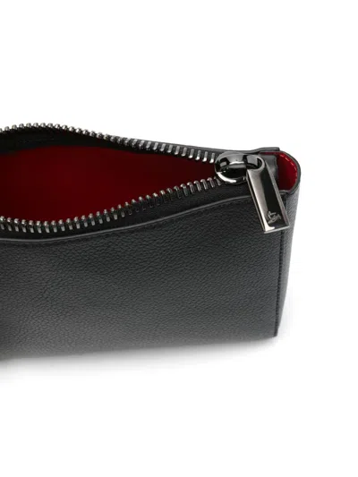 Christian Louboutin Embellished Clutch With Textured Finish And Wrist Strap In Black