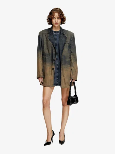 Diesel Mini Dress In Denim-look Jersey In Blue