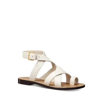 Dior Sun Leather Flat Sandals With Crisscross Straps In Gold
