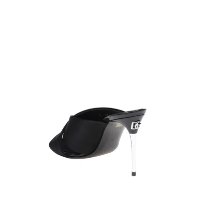 Dolce & Gabbana Satin Sandals With Back Monogram In Black