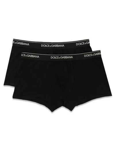 Dolce & Gabbana Confezione Da 2 Pezzi Boxer Regular-fit In Black