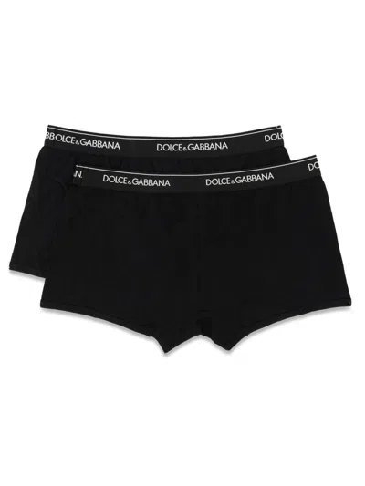 Dolce & Gabbana Confezione Da 2 Pezzi Boxer Regular-fit In Black