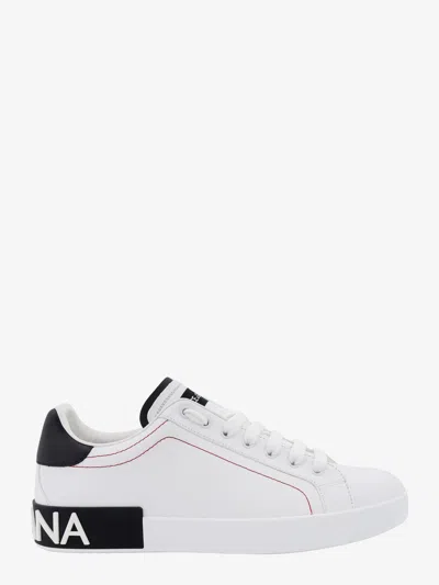 Dolce & Gabbana Portofino Leather Sneakers With Rubberized Logo Shoes