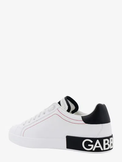 Dolce & Gabbana Portofino Leather Sneakers With Rubberized Logo Shoes