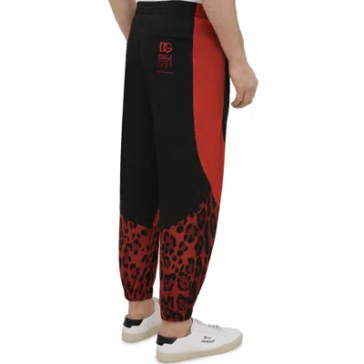 Dolce & Gabbana Jogging Pants With Animal Print In Black