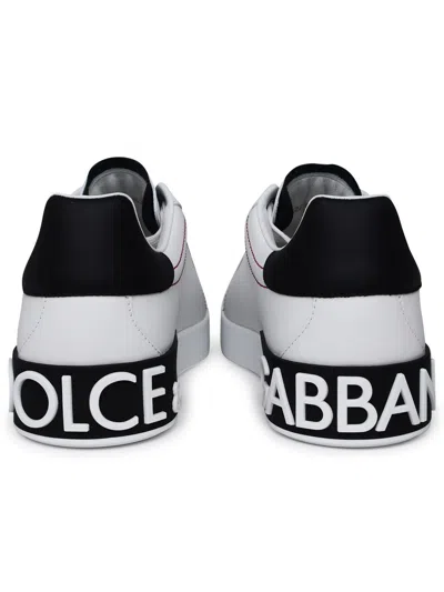 Dolce & Gabbana Portofino Leather Sneakers With Rubberized Logo Shoes