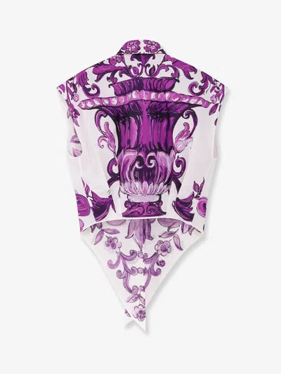 Dolce & Gabbana Women Cotton Shirt With Maiolica Print In Purple