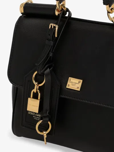 Dolce & Gabbana My Sicily Leather Shoulder Bag In Black
