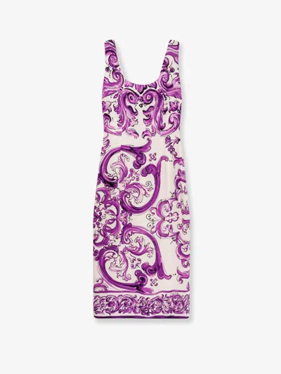 Dolce & Gabbana Scoop Neckline Fitted Silhouette Intricate Pattern In Purple