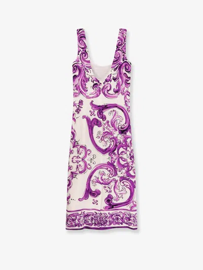Dolce & Gabbana Scoop Neckline Fitted Silhouette Intricate Pattern In Purple