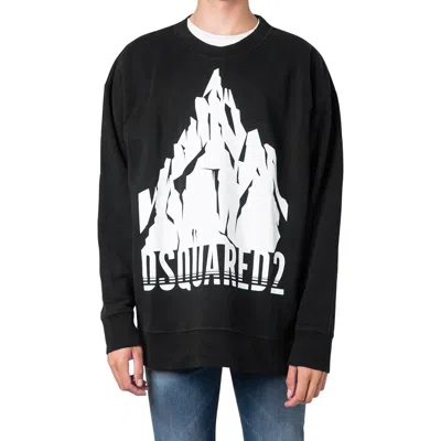 Dsquared2 Black Cotton Sweatshirt With Bold Logo Graphics In Black