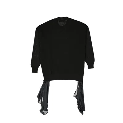 Dsquared2 Cotton Sweater With Drawstring And Sheer Details In Black