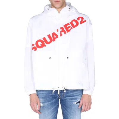 Dsquared2 Logo Hooded Windbreaker In Yellow