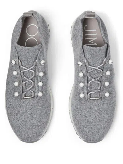 Jimmy Choo Veles Pearl Embellished Sneakers In Gray