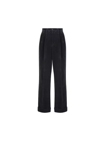Valentino Garavani Cotton And Linen Blend Trousers In Black