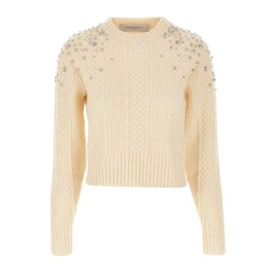 Golden Goose Sweater With Crystals In Neutral
