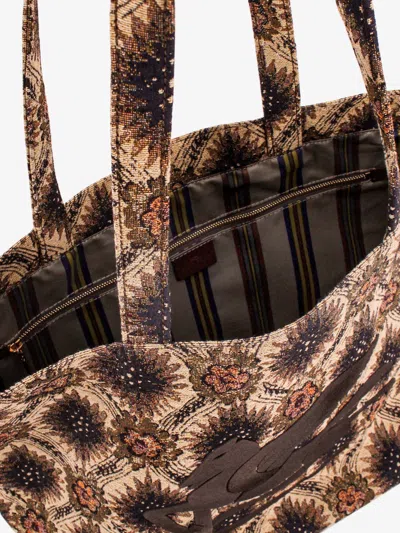 Etro Women Fabric Shopping Bag With Pegasus Embossed Maxi Embroidery