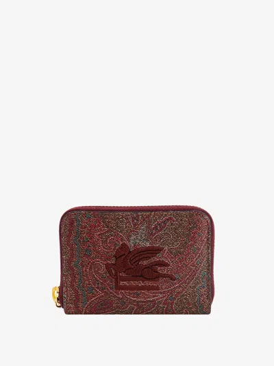 Etro Paisley Jacquard Zip-around Cardholder In Red